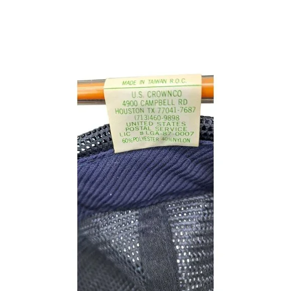 Vintage USPS Trucker Hat Express Mail Eagle Blue Mesh Snapback Rope Twin Towers - Picture 4 of 13